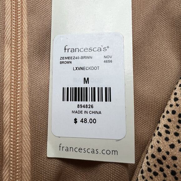 Francesca’s Collection Bronze And Black Dotted Satin Mini Babydoll Dress Size M - Picture 6 of 7